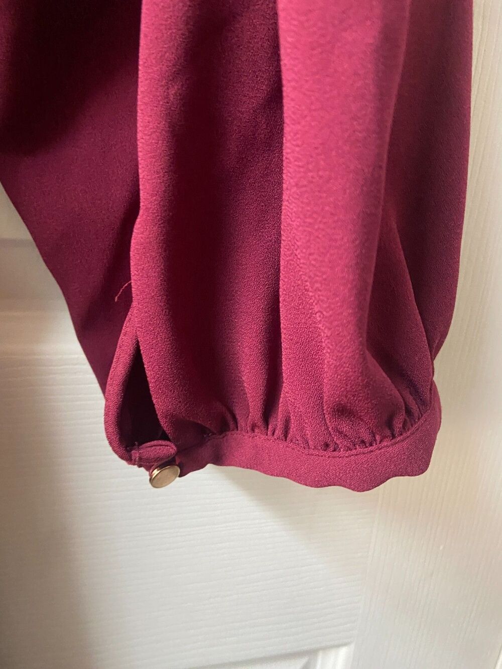 A New Day Dress Womens Plus XXL Burgundy Knee Length V Neck Bishop Sleeves Tie - Picture 6 of 9